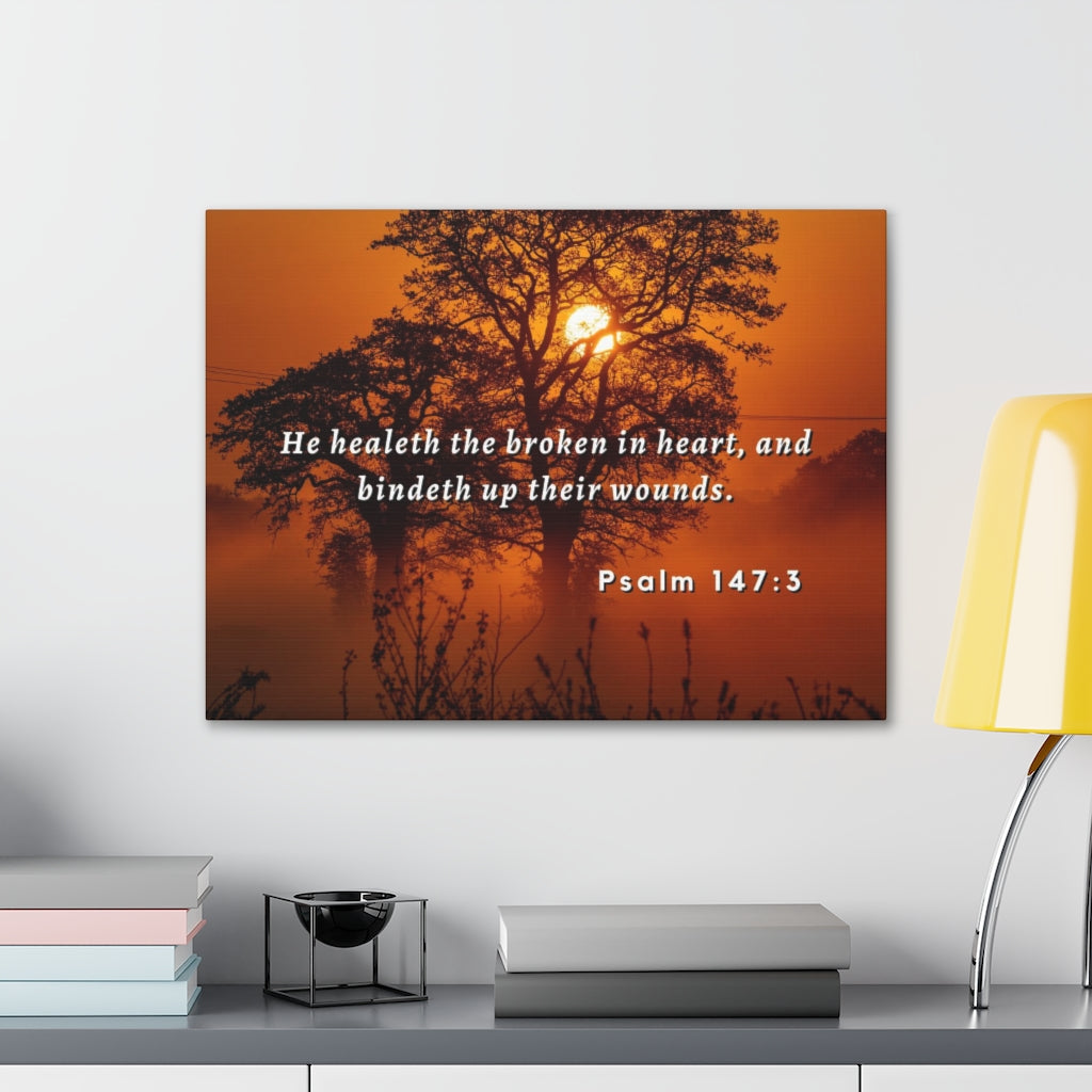 Scripture Walls He Healeth Psalm 147:3 Bible Verse Canvas Christian Wall Art Ready to Hang Unframed-Express Your Love Gifts