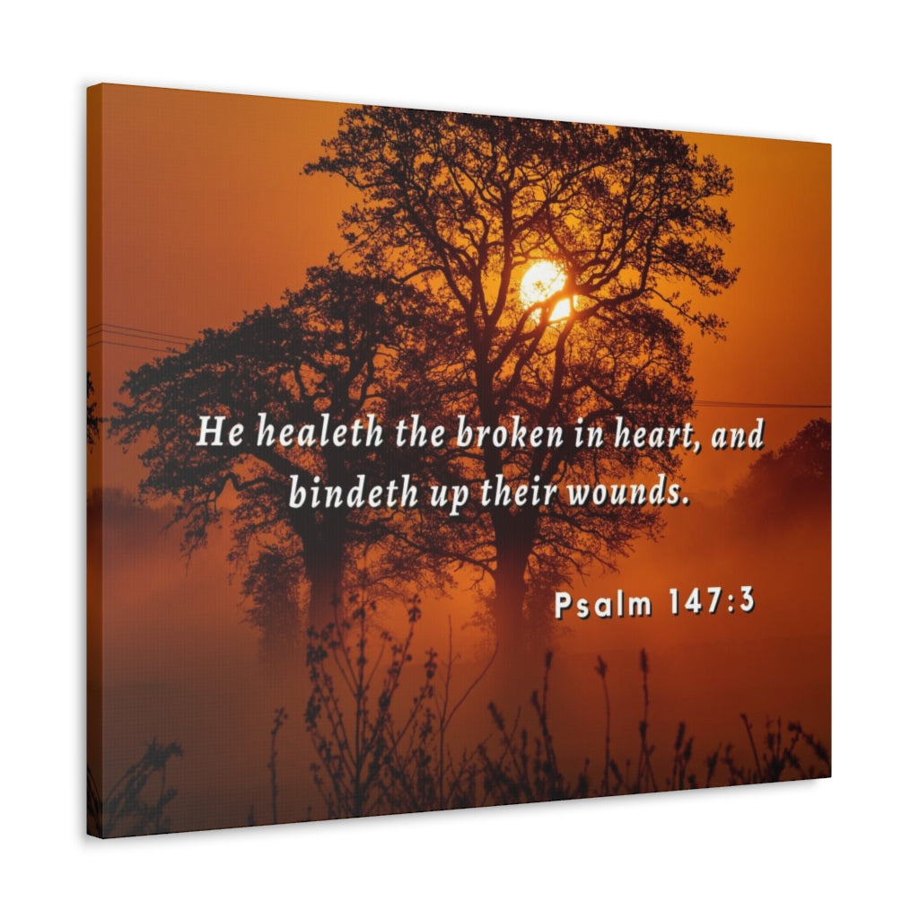 Scripture Walls He Healeth Psalm 147:3 Bible Verse Canvas Christian Wall Art Ready to Hang Unframed-Express Your Love Gifts