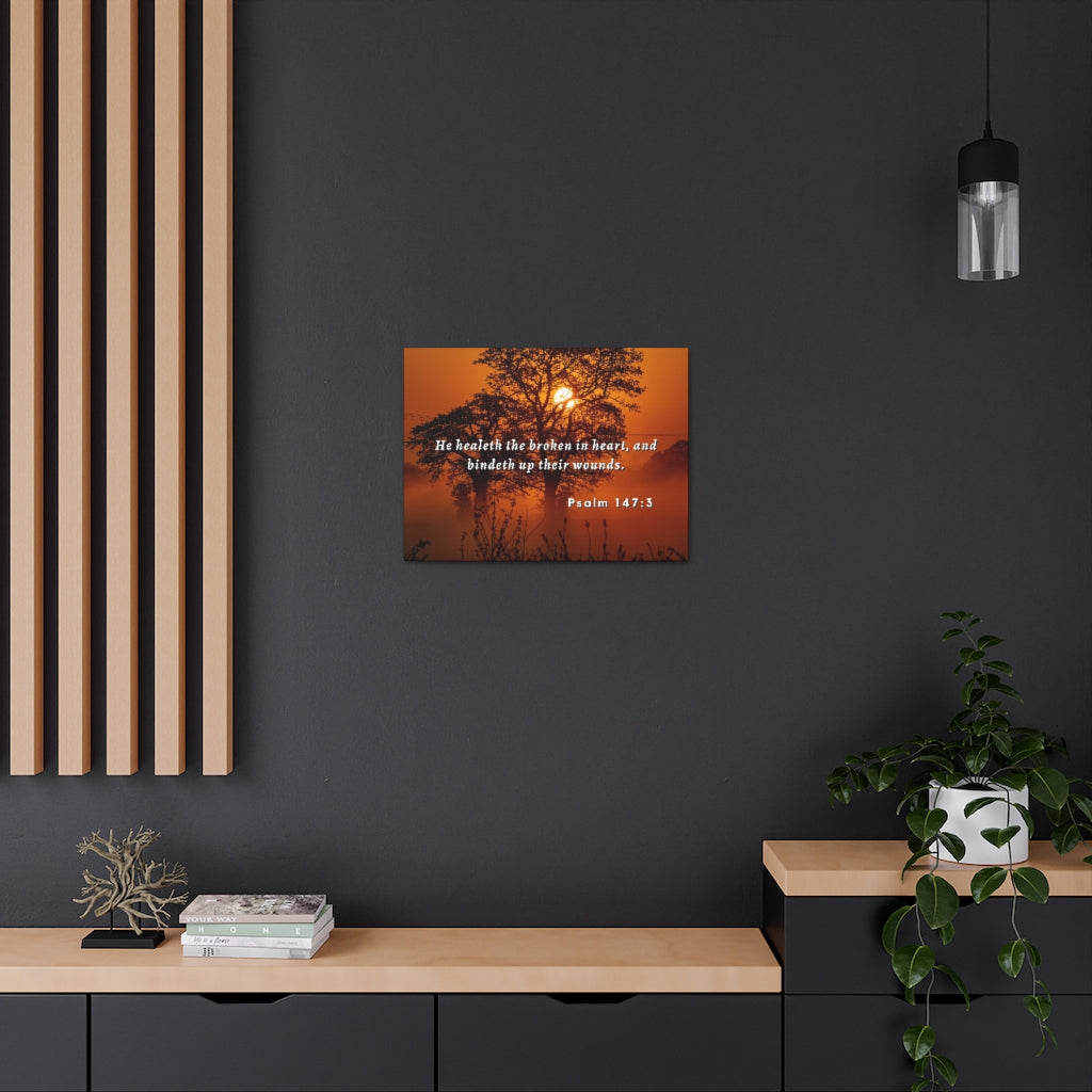 Scripture Walls He Healeth Psalm 147:3 Bible Verse Canvas Christian Wall Art Ready to Hang Unframed-Express Your Love Gifts