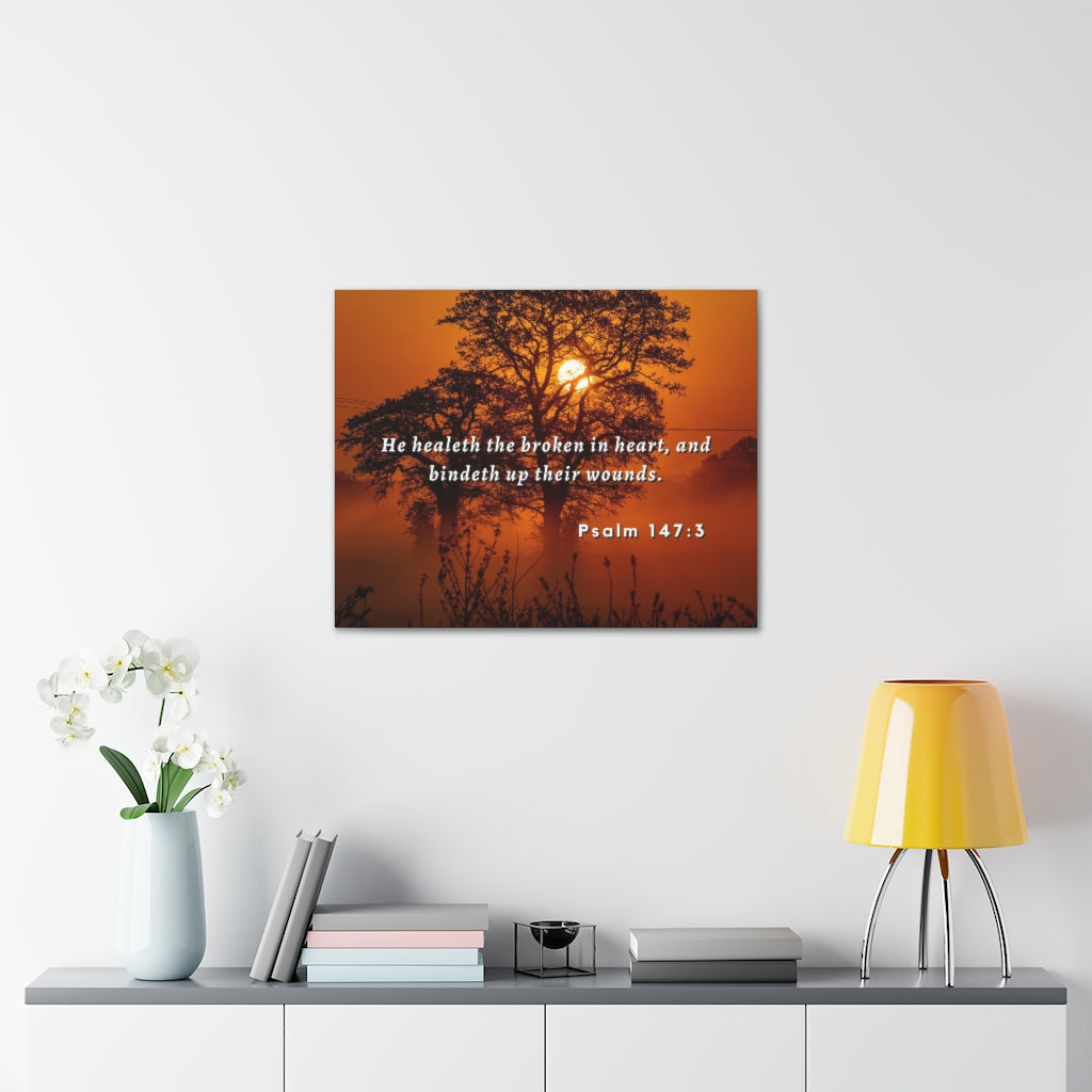Scripture Walls He Healeth Psalm 147:3 Bible Verse Canvas Christian Wall Art Ready to Hang Unframed-Express Your Love Gifts