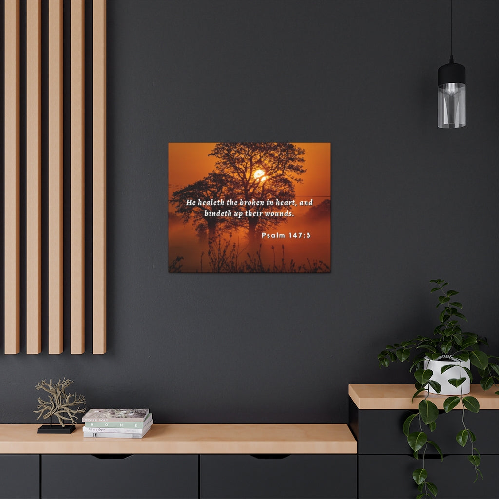 Scripture Walls He Healeth Psalm 147:3 Bible Verse Canvas Christian Wall Art Ready to Hang Unframed-Express Your Love Gifts