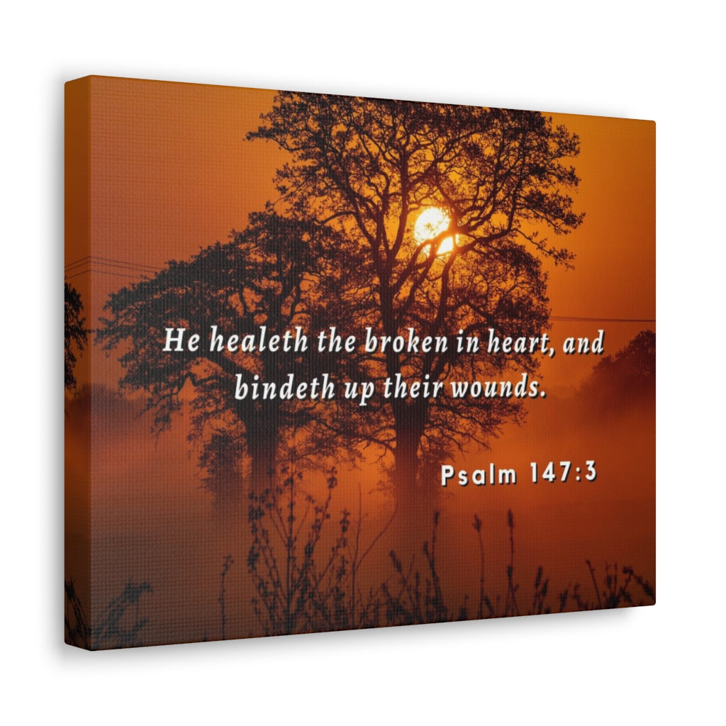 Scripture Walls He Healeth Psalm 147:3 Bible Verse Canvas Christian Wall Art Ready to Hang Unframed-Express Your Love Gifts