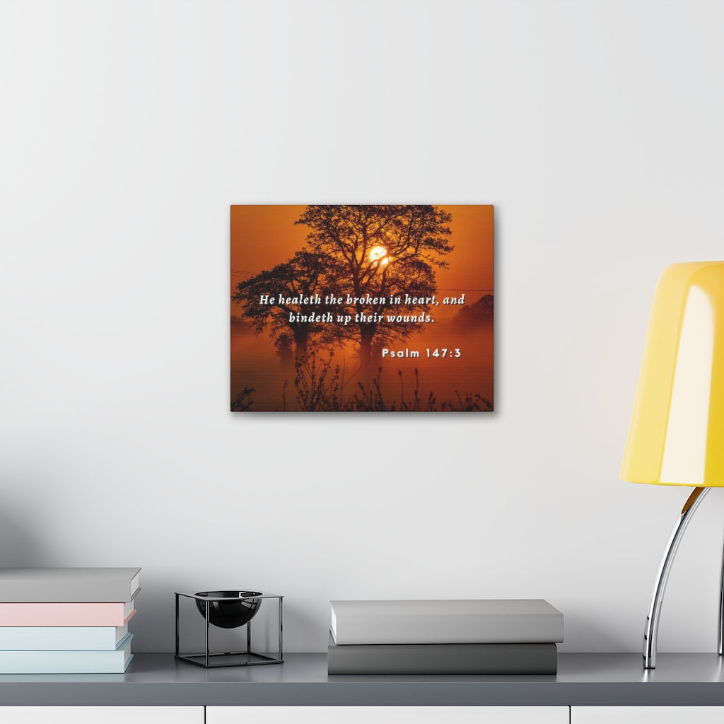Scripture Walls He Healeth Psalm 147:3 Bible Verse Canvas Christian Wall Art Ready to Hang Unframed-Express Your Love Gifts