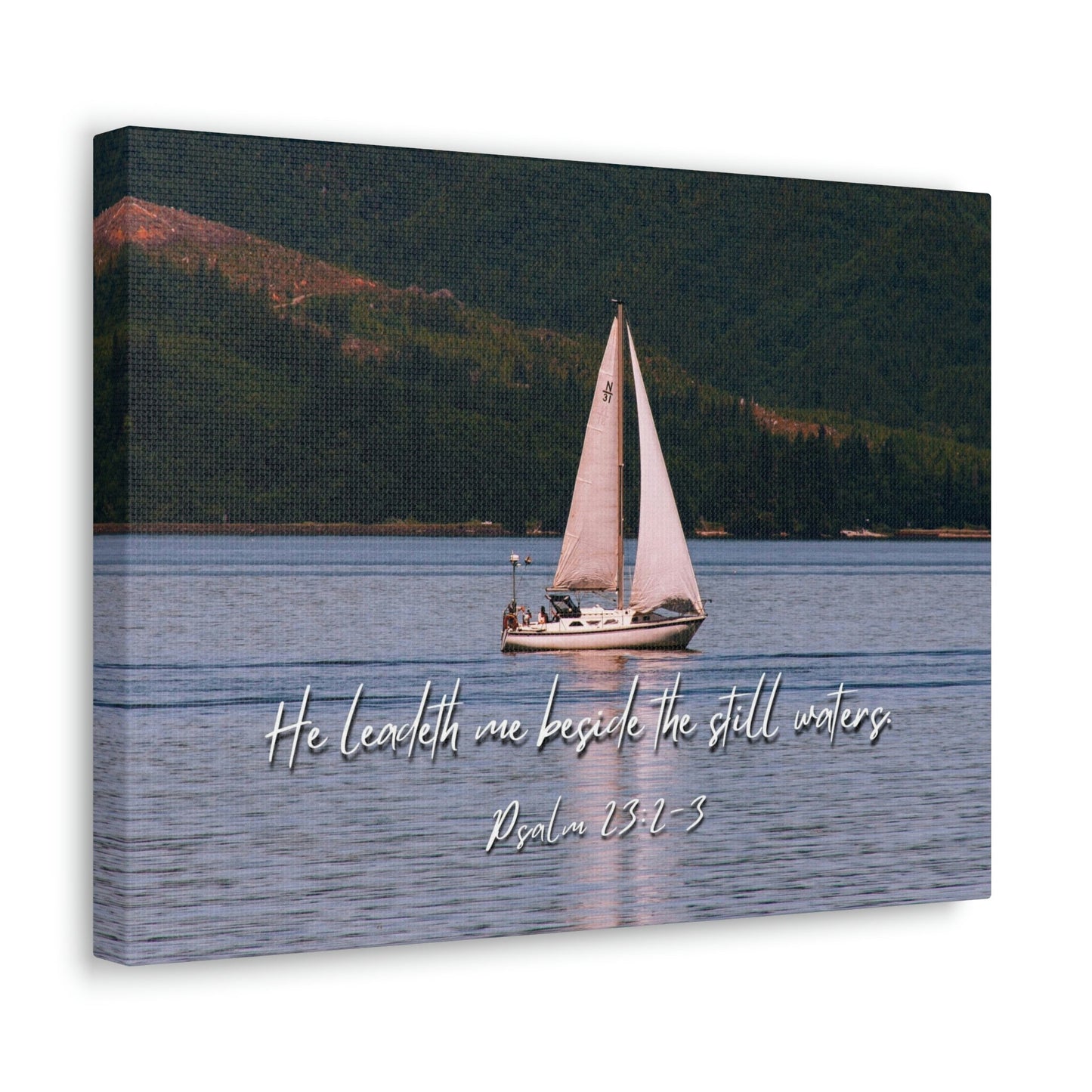 Scripture Walls He Leadeth Me Psalm 23:2 Bible Verse Canvas Christian Wall Art Ready to Hang Unframed-Express Your Love Gifts