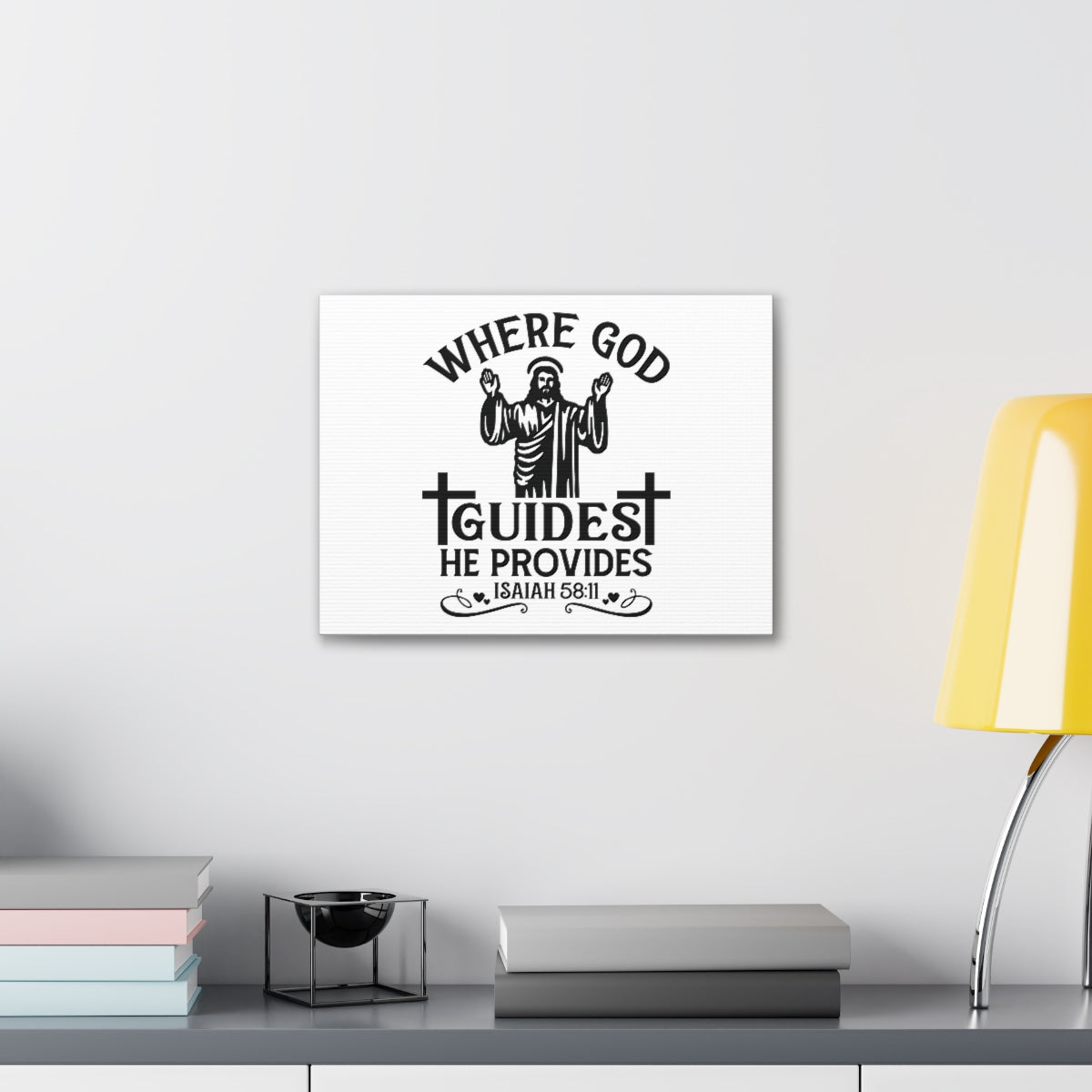 Scripture Walls He Provides Isaiah 58:11 Cross Bible Verse Canvas Christian Wall Art Ready to Hang Unframed-Express Your Love Gifts