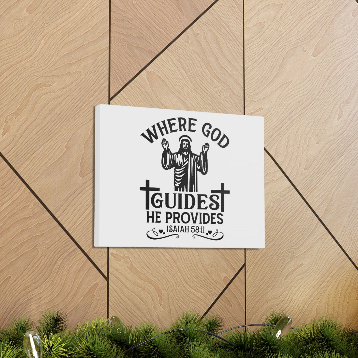 Scripture Walls He Provides Isaiah 58:11 Cross Bible Verse Canvas Christian Wall Art Ready to Hang Unframed-Express Your Love Gifts