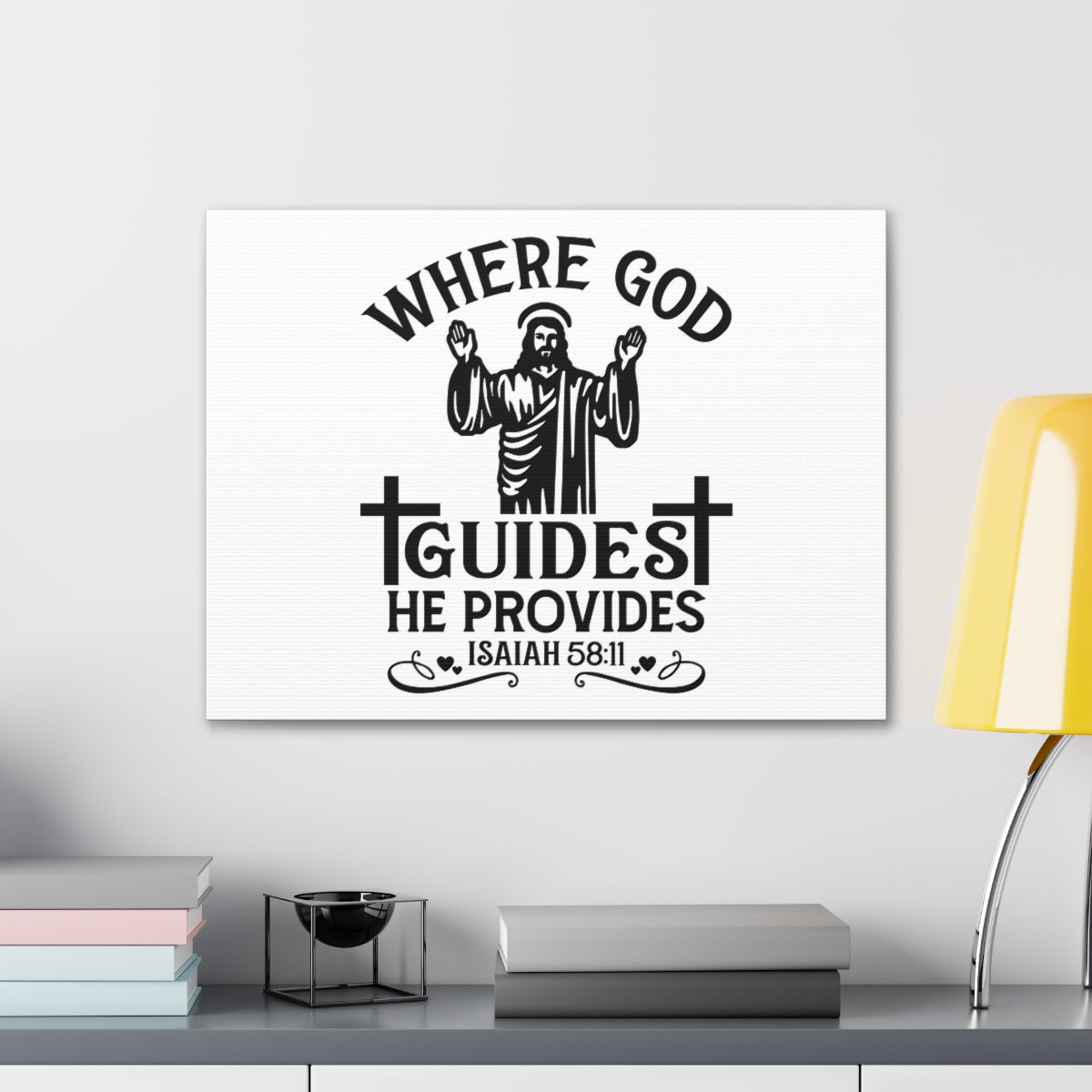 Scripture Walls He Provides Isaiah 58:11 Cross Bible Verse Canvas Christian Wall Art Ready to Hang Unframed-Express Your Love Gifts