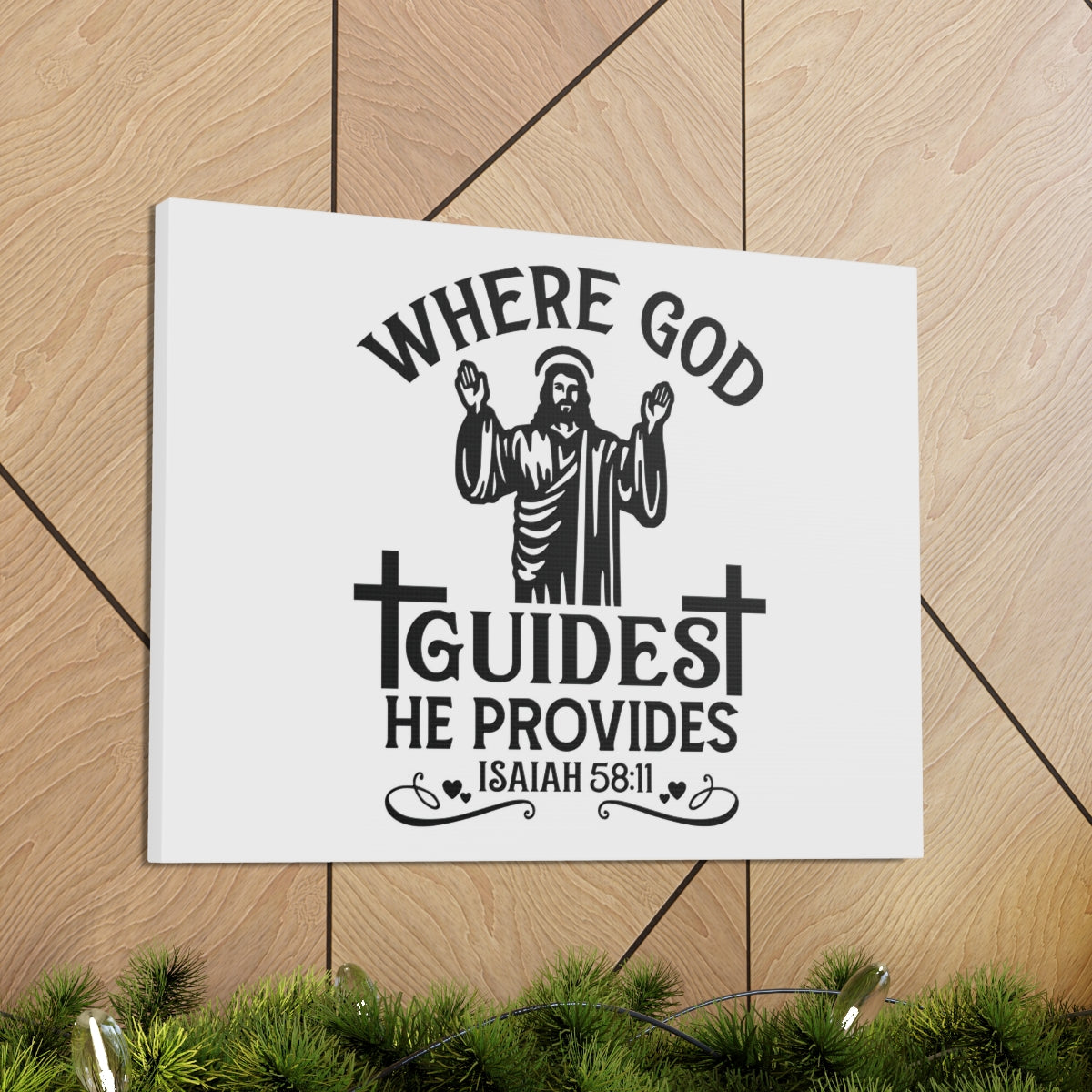 Scripture Walls He Provides Isaiah 58:11 Cross Bible Verse Canvas Christian Wall Art Ready to Hang Unframed-Express Your Love Gifts