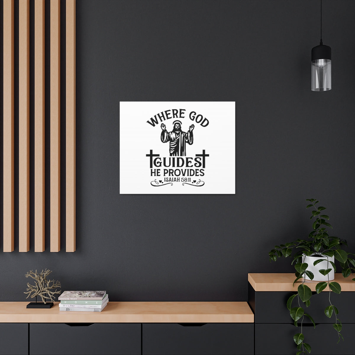 Scripture Walls He Provides Isaiah 58:11 Cross Bible Verse Canvas Christian Wall Art Ready to Hang Unframed-Express Your Love Gifts