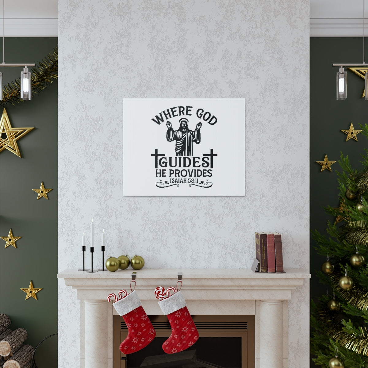Scripture Walls He Provides Isaiah 58:11 Cross Bible Verse Canvas Christian Wall Art Ready to Hang Unframed-Express Your Love Gifts