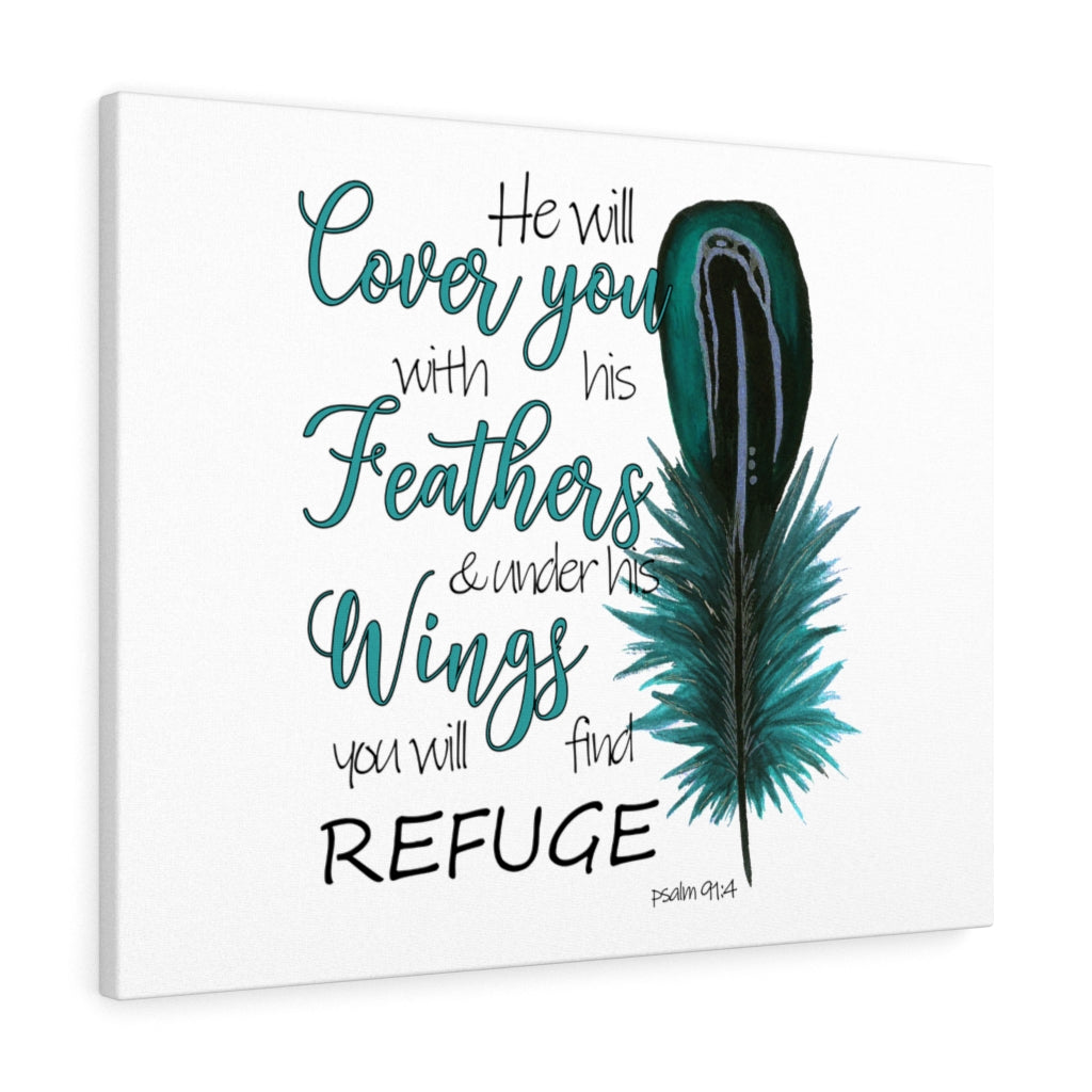 He Will Cover You Psalm 91:4 Bible Verse Canvas Christian Wall Art Ready to Hang Unframed-Express Your Love Gifts