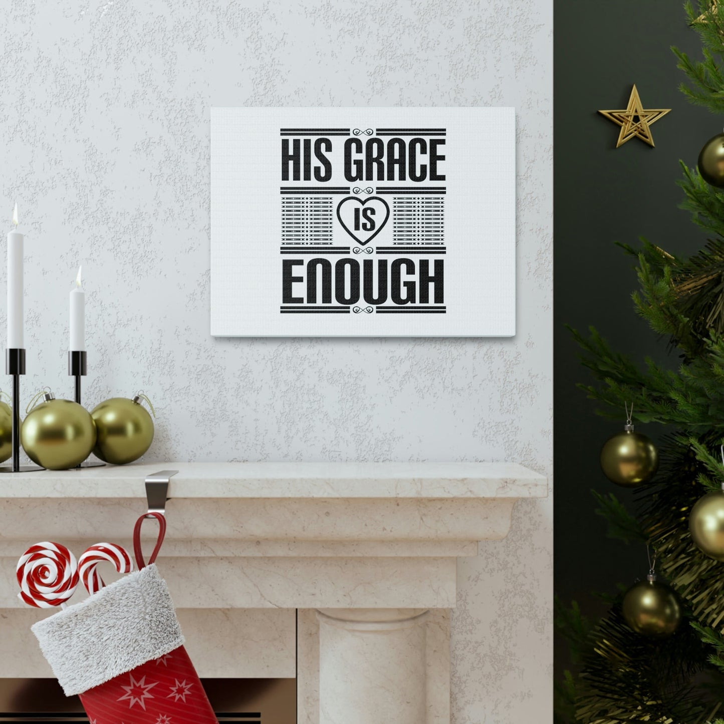 His Grace Is Enough 2 Corinthians 12:9 Heart White Christian Wall Art Bible Verse Print Ready to Hang Unframed-Express Your Love Gifts