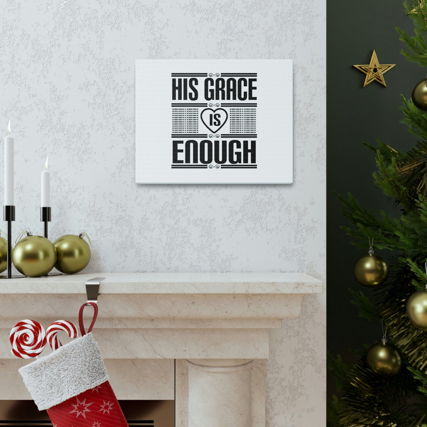 His Grace Is Enough 2 Corinthians 12:9 Heart White Christian Wall Art Bible Verse Print Ready to Hang Unframed-Express Your Love Gifts