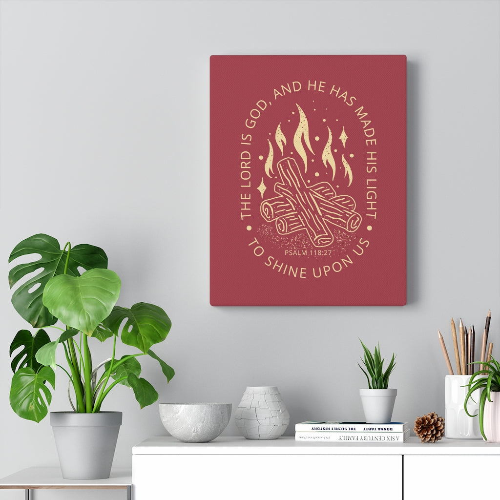 His Light Psalm 118:27 Bible Verse Canvas Christian Wall Art Ready to Hang Unframed-Express Your Love Gifts