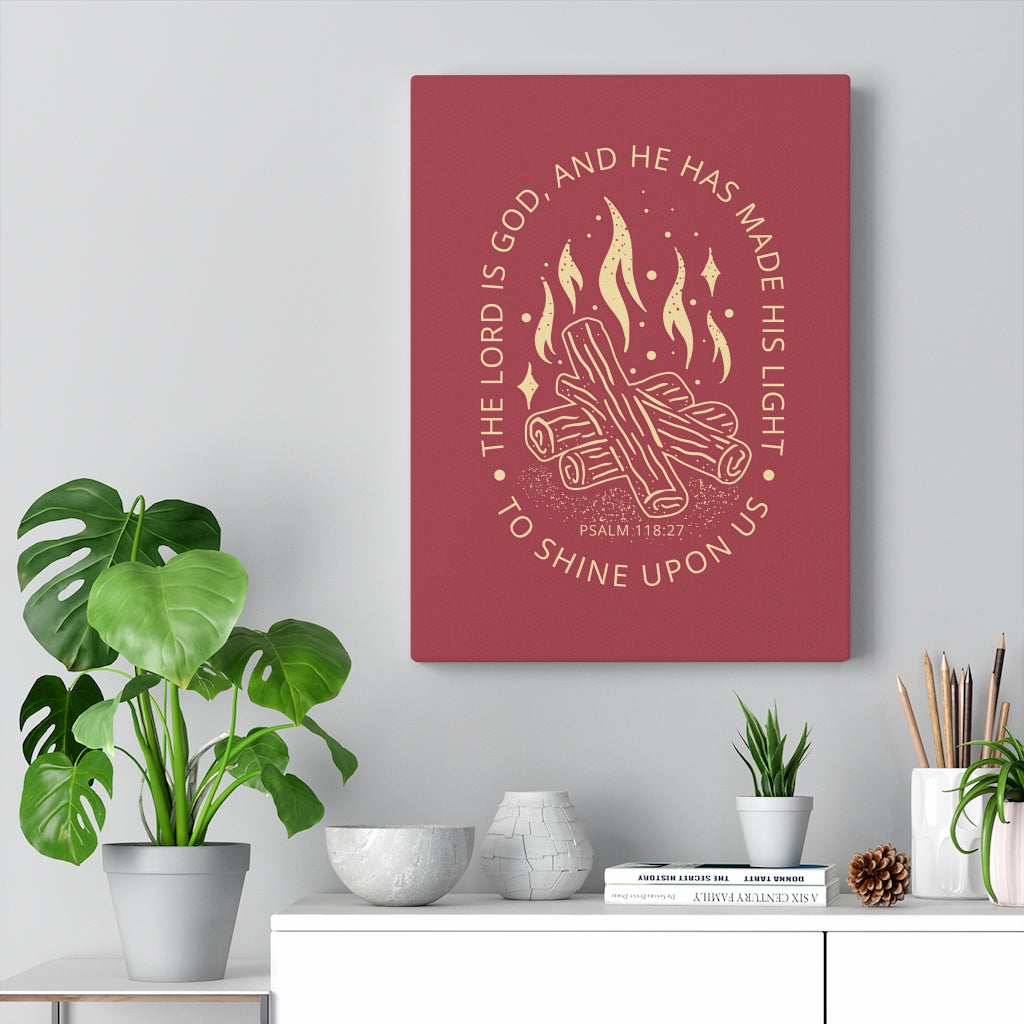 His Light Psalm 118:27 Bible Verse Canvas Christian Wall Art Ready to Hang Unframed-Express Your Love Gifts