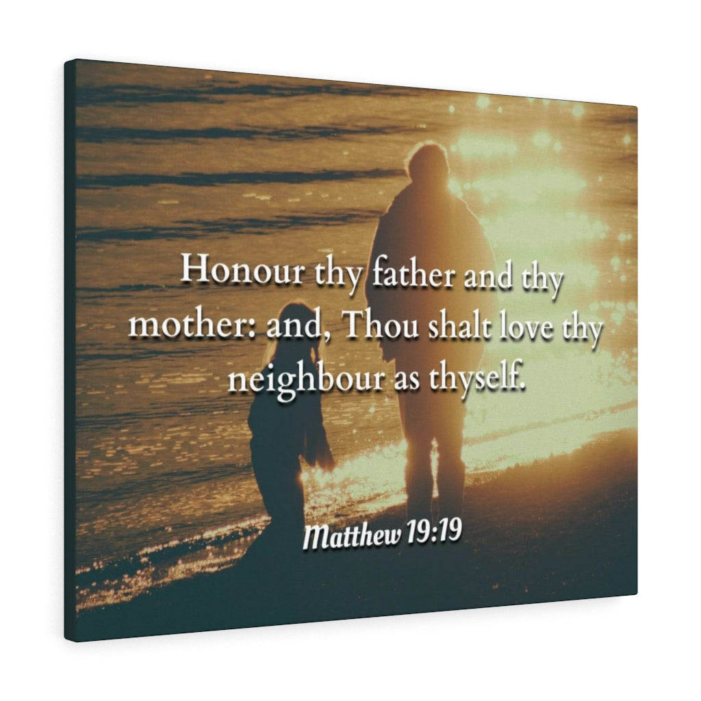Honour Matthew 19:19 Bible Verse Canvas Christian Wall Art Ready to Hang Unframed-Express Your Love Gifts