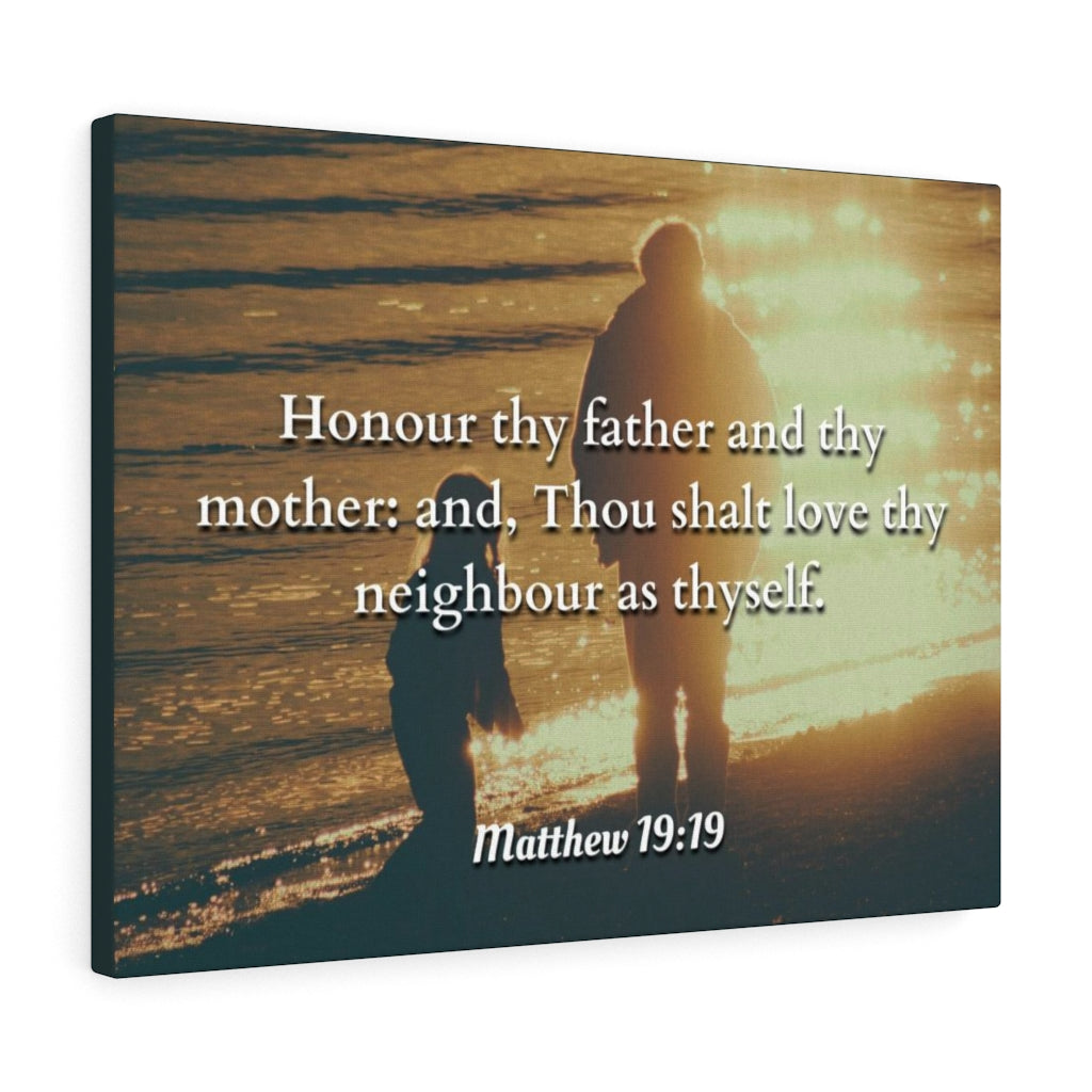 Honour Matthew 19:19 Bible Verse Canvas Christian Wall Art Ready to Hang Unframed-Express Your Love Gifts