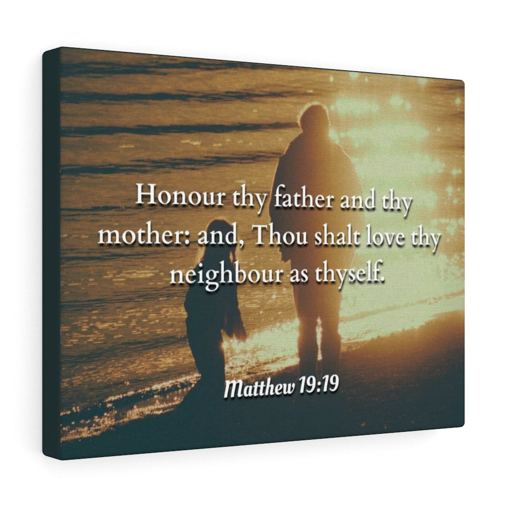 Honour Matthew 19:19 Bible Verse Canvas Christian Wall Art Ready to Hang Unframed-Express Your Love Gifts