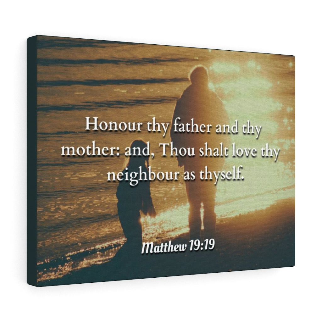 Honour Matthew 19:19 Bible Verse Canvas Christian Wall Art Ready to Hang Unframed-Express Your Love Gifts