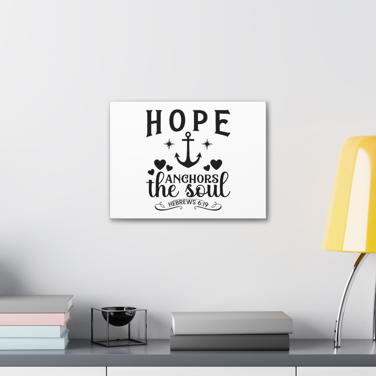 Scripture Walls Hope Anchors Hebrews 6:19 Hearts Bible Verse Canvas Christian Wall Art Ready to Hang Unframed-Express Your Love Gifts
