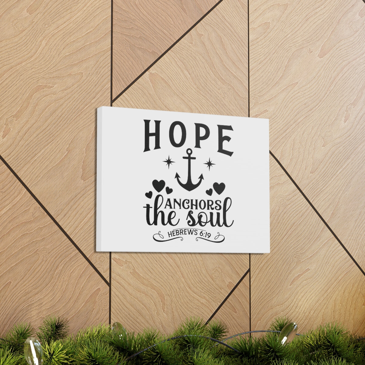Scripture Walls Hope Anchors Hebrews 6:19 Hearts Bible Verse Canvas Christian Wall Art Ready to Hang Unframed-Express Your Love Gifts