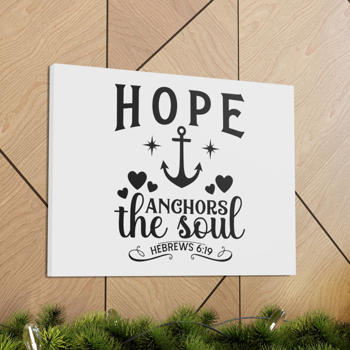 Scripture Walls Hope Anchors Hebrews 6:19 Hearts Bible Verse Canvas Christian Wall Art Ready to Hang Unframed-Express Your Love Gifts