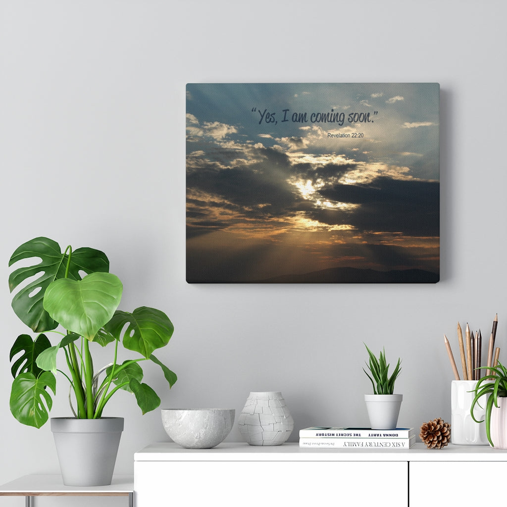 I Am Coming Soon Revelation 22:20 Bible Verse Canvas Christian Wall Art Ready to Hang Unframed-Express Your Love Gifts
