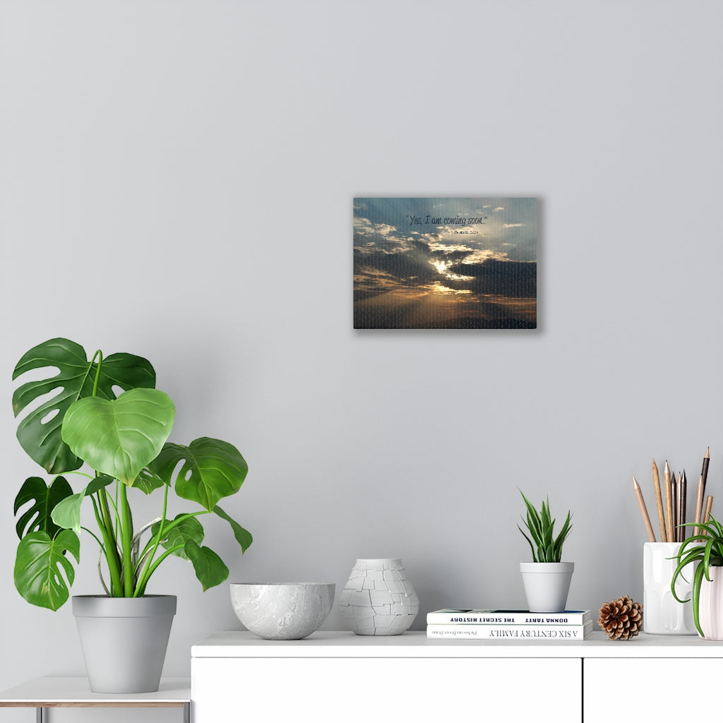 I Am Coming Soon Revelation 22:20 Bible Verse Canvas Christian Wall Art Ready to Hang Unframed-Express Your Love Gifts