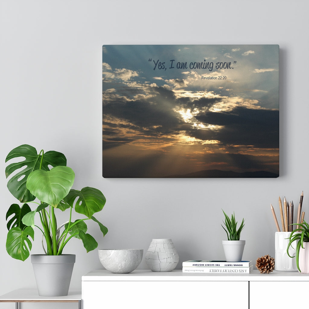 I Am Coming Soon Revelation 22:20 Bible Verse Canvas Christian Wall Art Ready to Hang Unframed-Express Your Love Gifts