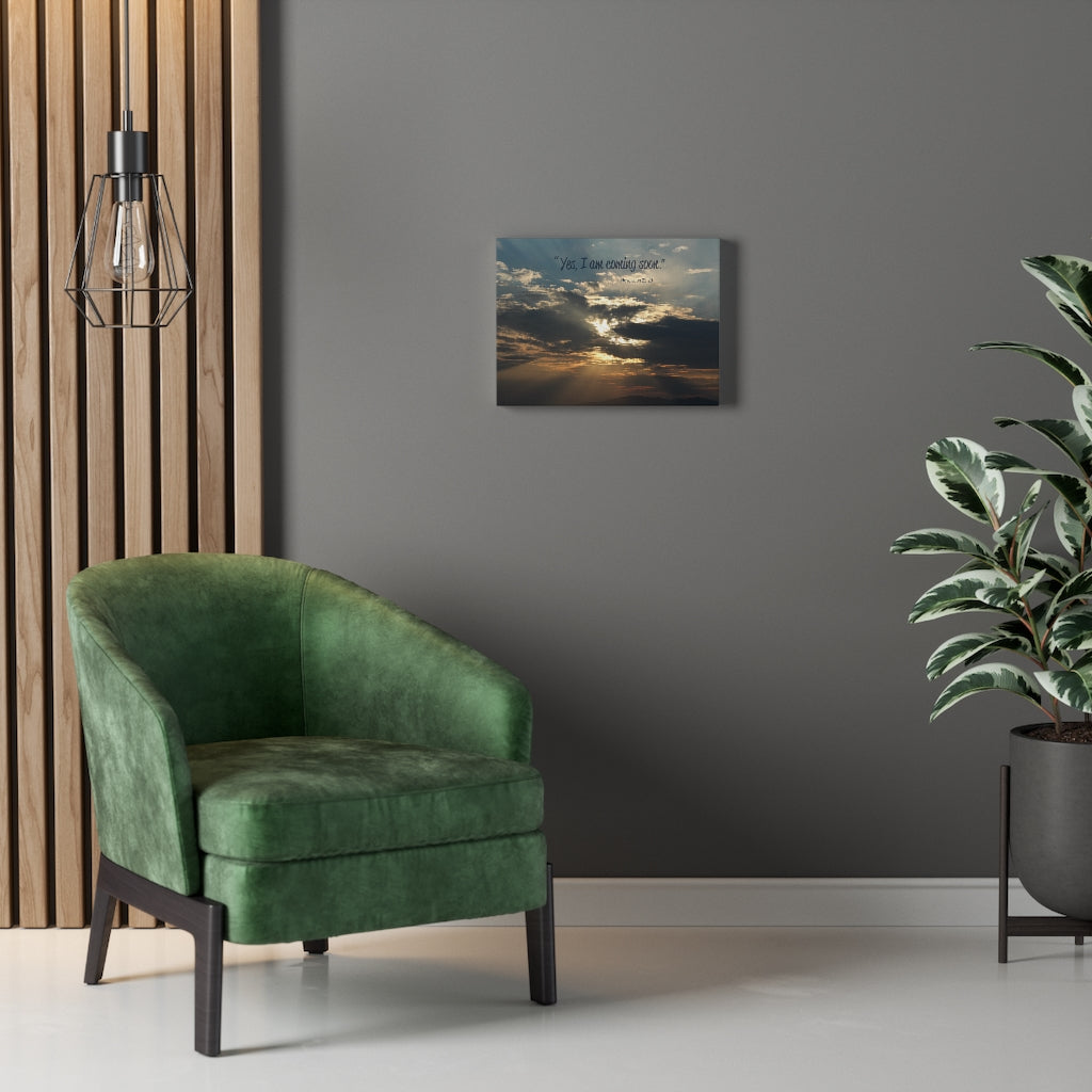 I Am Coming Soon Revelation 22:20 Bible Verse Canvas Christian Wall Art Ready to Hang Unframed-Express Your Love Gifts