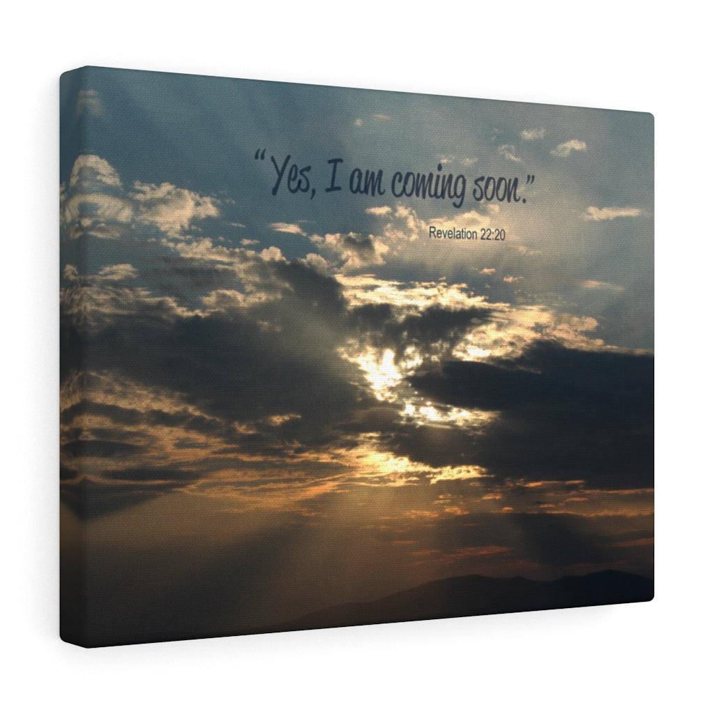 I Am Coming Soon Revelation 22:20 Bible Verse Canvas Christian Wall Art Ready to Hang Unframed-Express Your Love Gifts