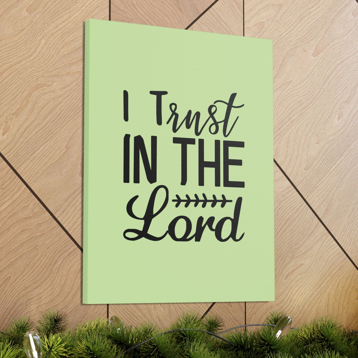 Scripture Walls I Trust In The Lord Leaf Green Proverbs 3:5 Bible Canvas Christian Wall Art Ready to Hang Unframed-Express Your Love Gifts