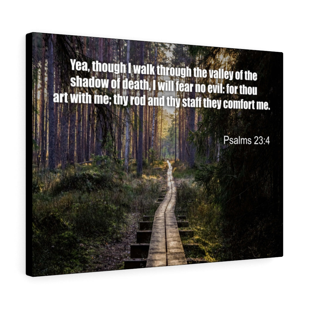 I Will Fear No Evil Psalm 23:4 Bible Verse Canvas Christian Wall Art Ready to Hang Unframed-Express Your Love Gifts