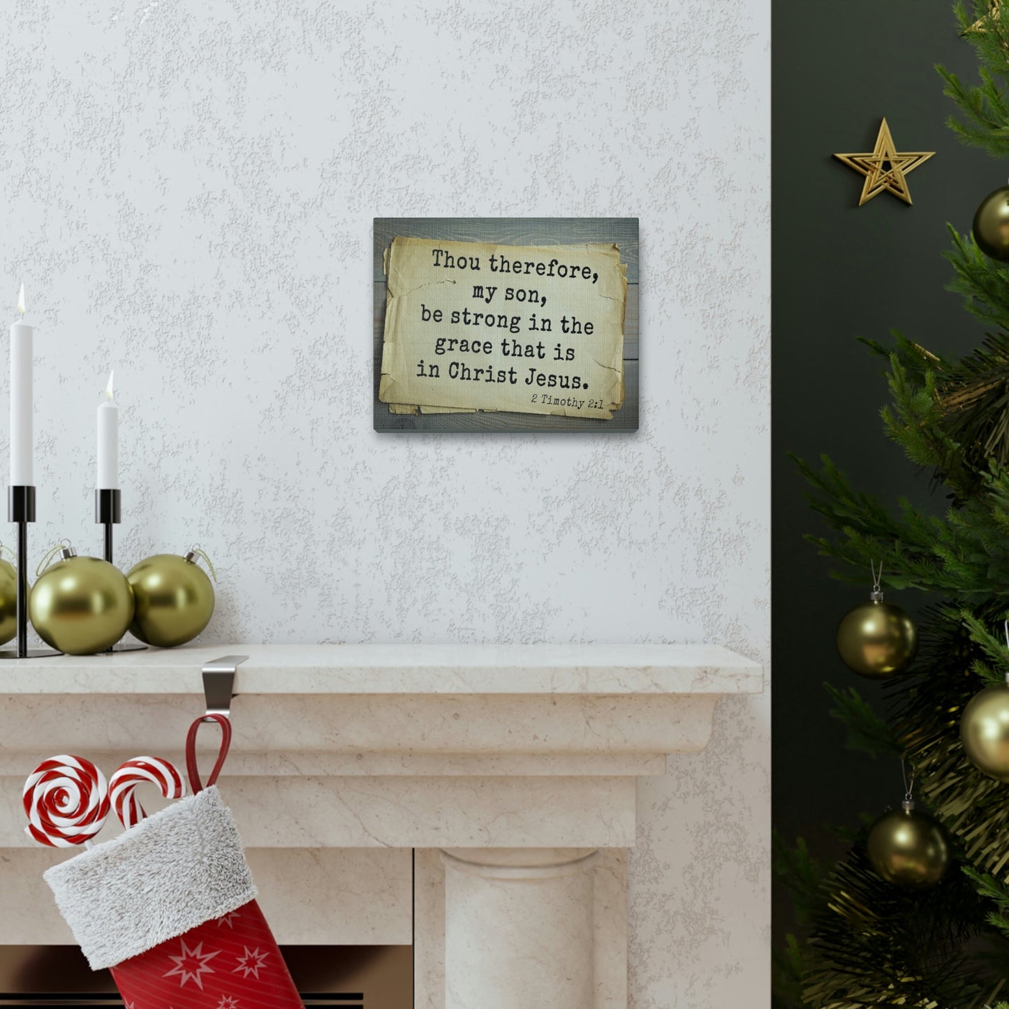 Scripture Walls In Christ Jesus 2 Timothy 2:1 Bible Verse Canvas Christian Wall Art Bible Verse Print Ready To Hang Unframed-Express Your Love Gifts