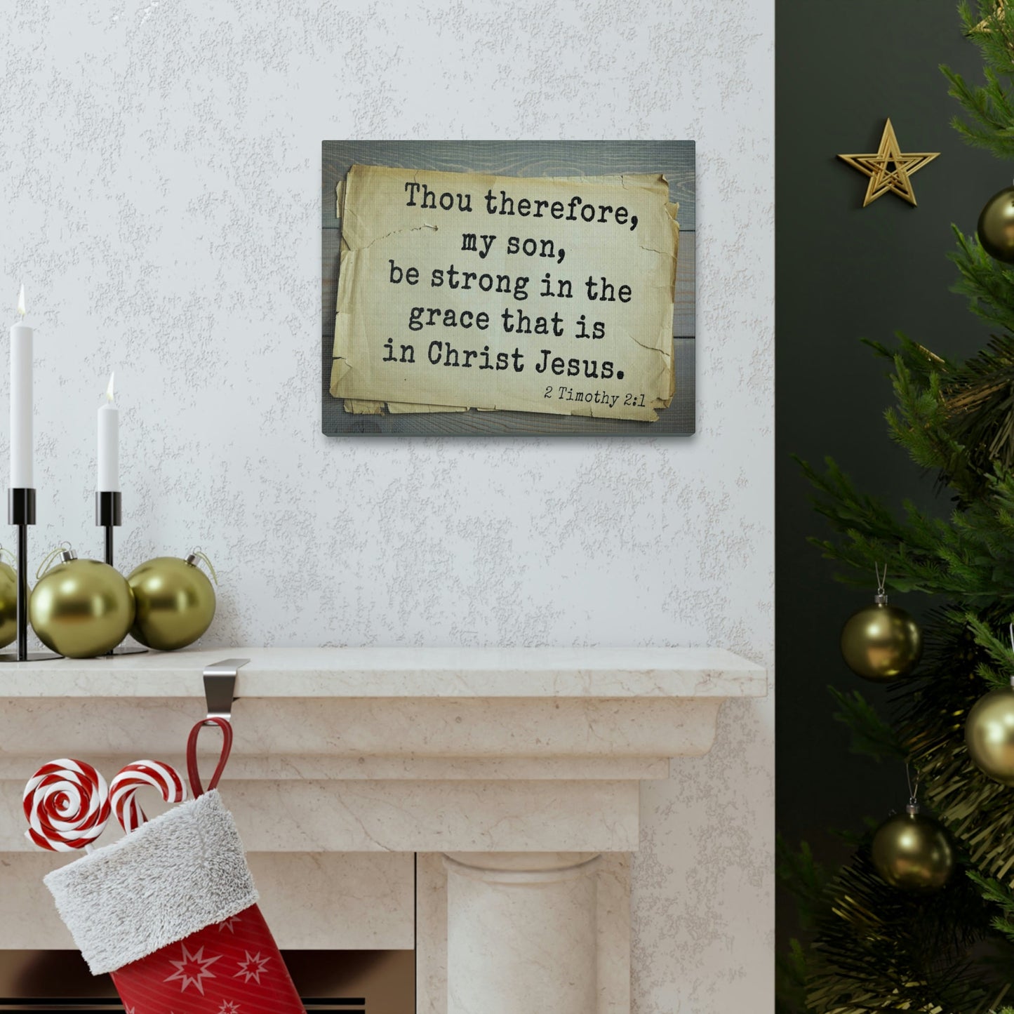 Scripture Walls In Christ Jesus 2 Timothy 2:1 Bible Verse Canvas Christian Wall Art Bible Verse Print Ready To Hang Unframed-Express Your Love Gifts