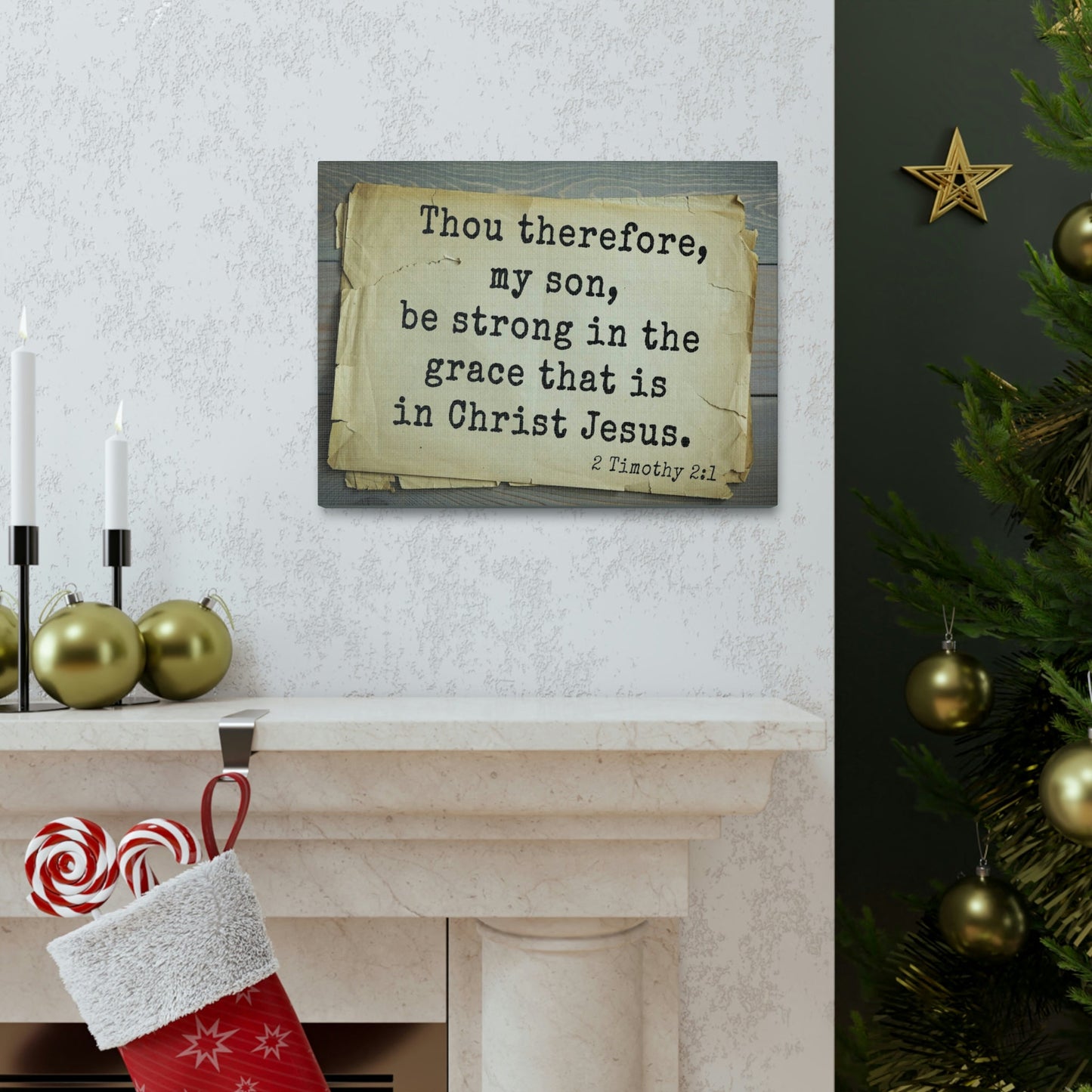 Scripture Walls In Christ Jesus 2 Timothy 2:1 Bible Verse Canvas Christian Wall Art Bible Verse Print Ready To Hang Unframed-Express Your Love Gifts