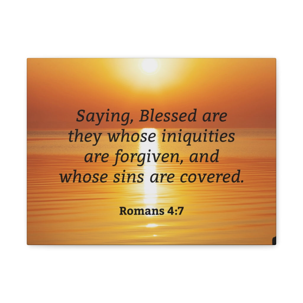 Scripture Walls Iniquities Are Forgiven Romans 4:7 Bible Verse Canvas Christian Wall Art Ready to Hang Unframed-Express Your Love Gifts