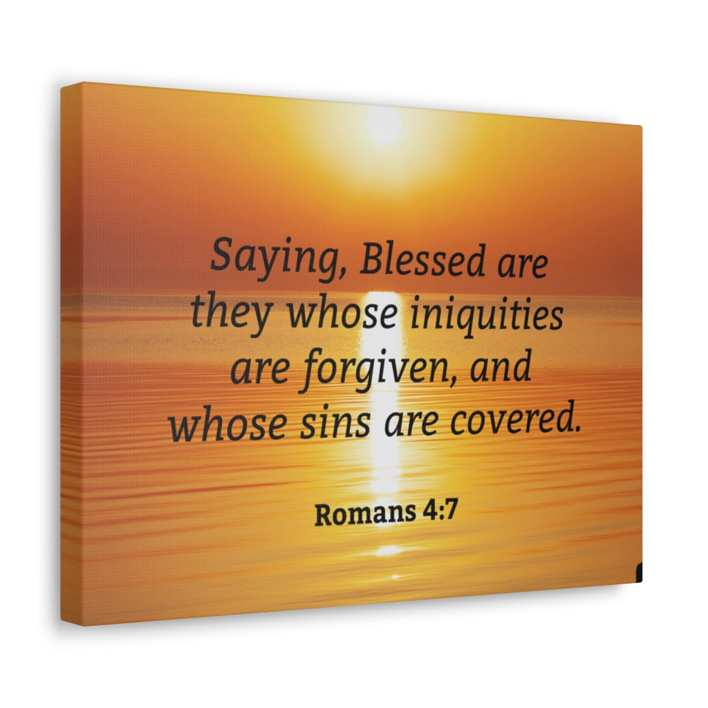 Scripture Walls Iniquities Are Forgiven Romans 4:7 Bible Verse Canvas Christian Wall Art Ready to Hang Unframed-Express Your Love Gifts