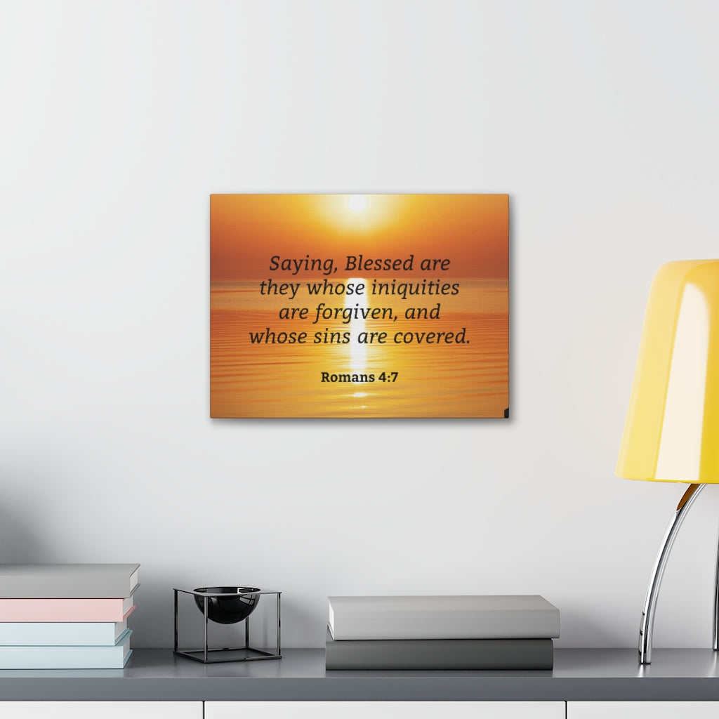 Scripture Walls Iniquities Are Forgiven Romans 4:7 Bible Verse Canvas Christian Wall Art Ready to Hang Unframed-Express Your Love Gifts