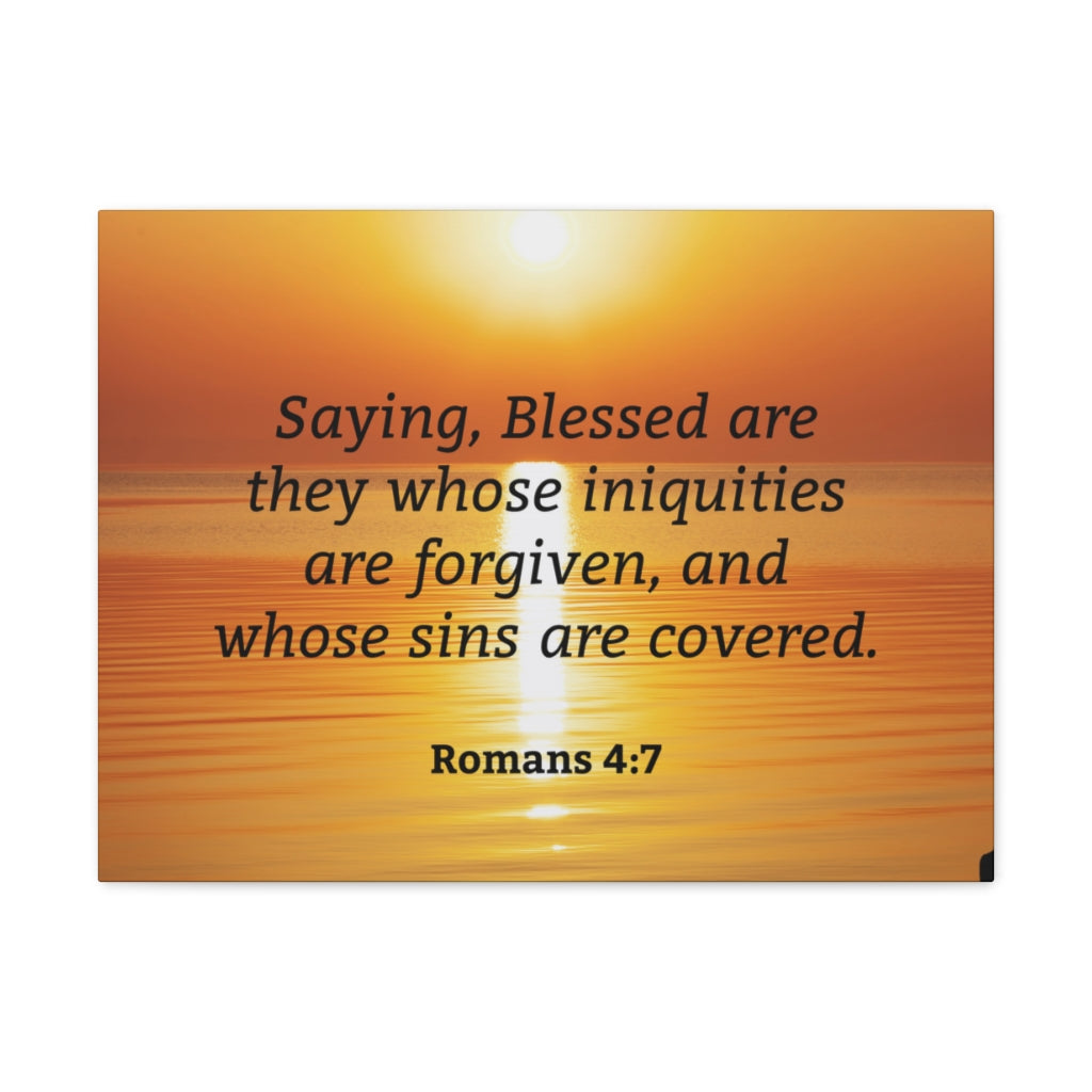 Scripture Walls Iniquities Are Forgiven Romans 4:7 Bible Verse Canvas Christian Wall Art Ready to Hang Unframed-Express Your Love Gifts