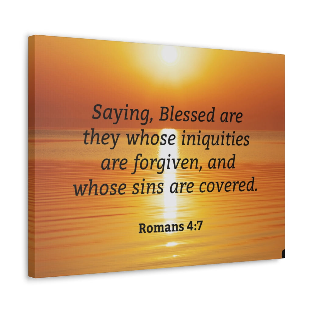 Scripture Walls Iniquities Are Forgiven Romans 4:7 Bible Verse Canvas Christian Wall Art Ready to Hang Unframed-Express Your Love Gifts