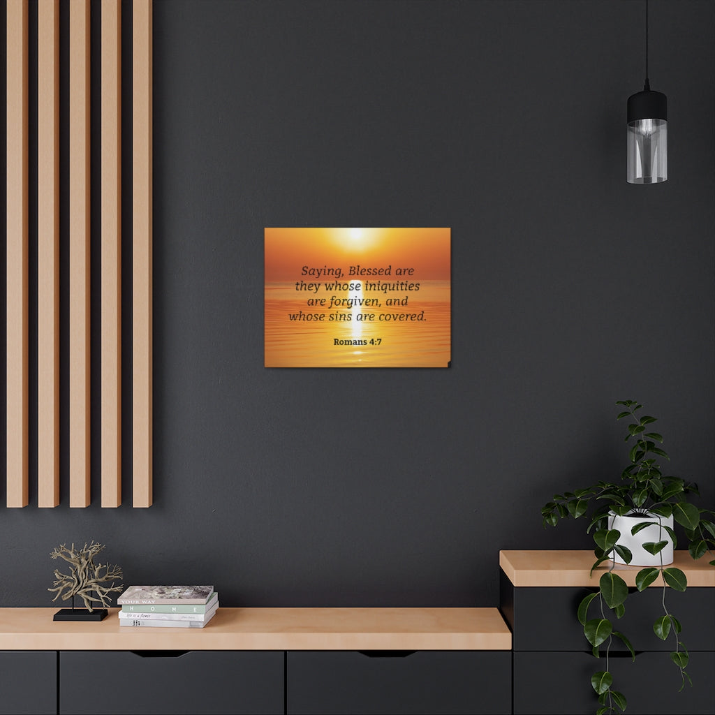 Scripture Walls Iniquities Are Forgiven Romans 4:7 Bible Verse Canvas Christian Wall Art Ready to Hang Unframed-Express Your Love Gifts