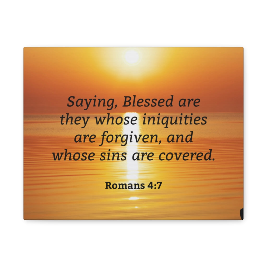 Scripture Walls Iniquities Are Forgiven Romans 4:7 Bible Verse Canvas Christian Wall Art Ready to Hang Unframed-Express Your Love Gifts