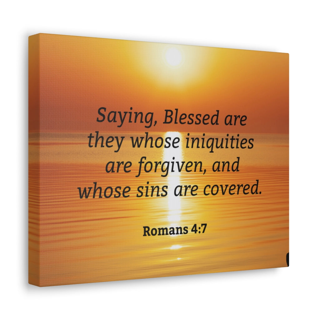 Scripture Walls Iniquities Are Forgiven Romans 4:7 Bible Verse Canvas Christian Wall Art Ready to Hang Unframed-Express Your Love Gifts