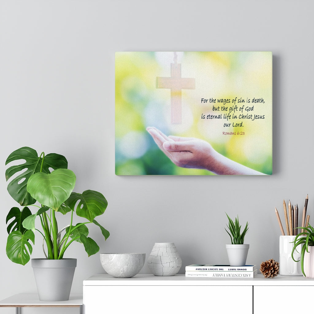 Jesus Christ Our Lord Romans 6:23 Bible Verse Canvas Christian Wall Art Ready to Hang Unframed-Express Your Love Gifts