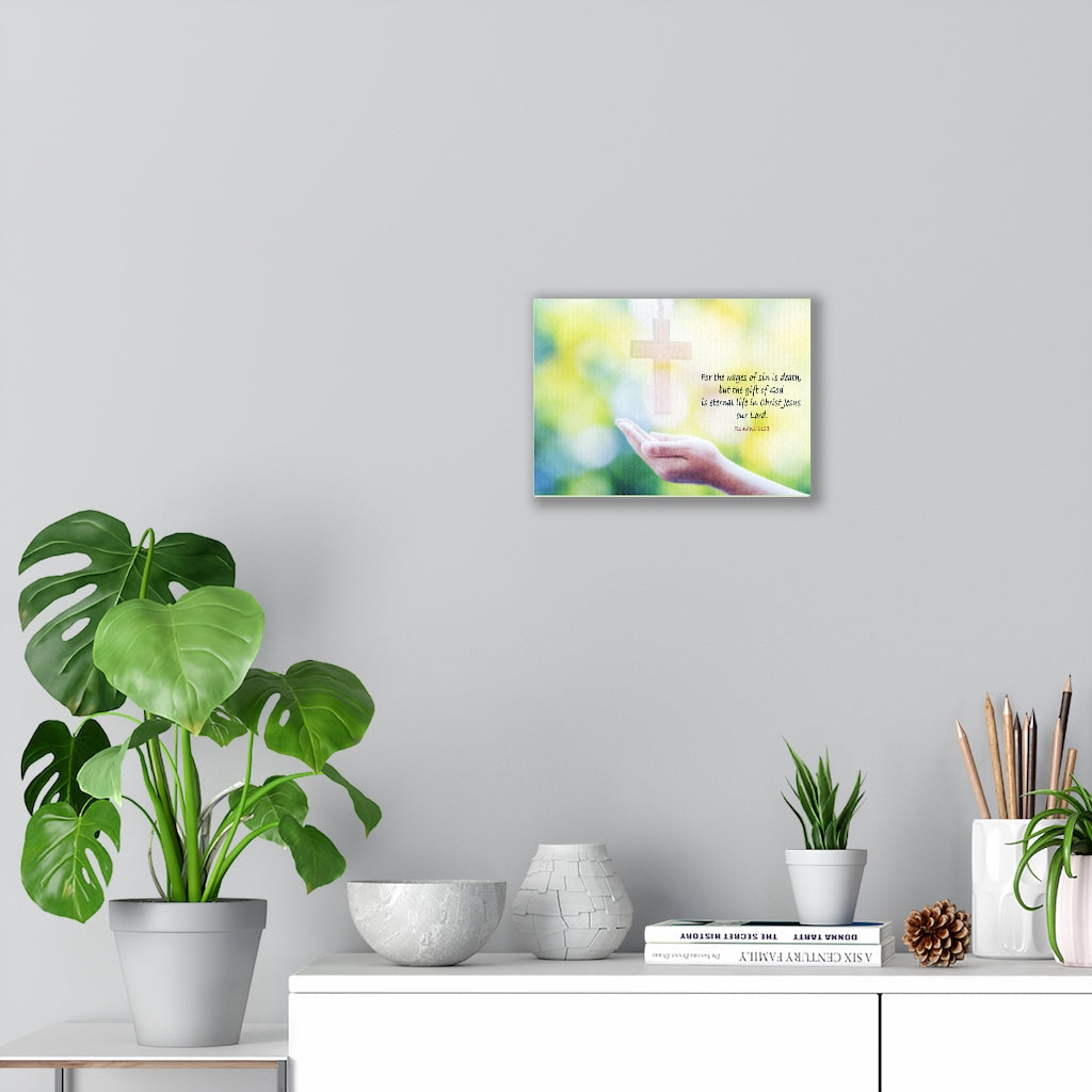 Jesus Christ Our Lord Romans 6:23 Bible Verse Canvas Christian Wall Art Ready to Hang Unframed-Express Your Love Gifts