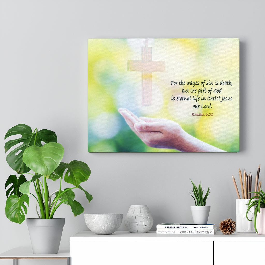 Jesus Christ Our Lord Romans 6:23 Bible Verse Canvas Christian Wall Art Ready to Hang Unframed-Express Your Love Gifts