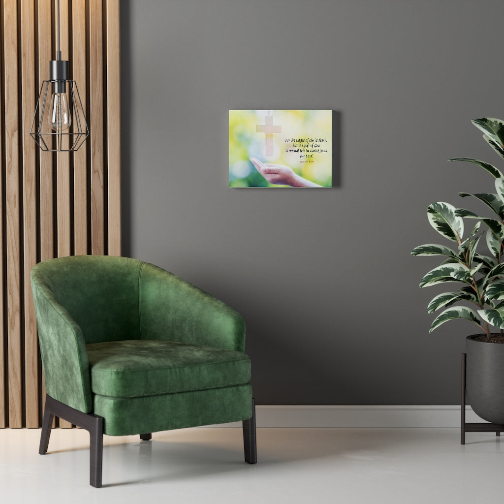 Jesus Christ Our Lord Romans 6:23 Bible Verse Canvas Christian Wall Art Ready to Hang Unframed-Express Your Love Gifts