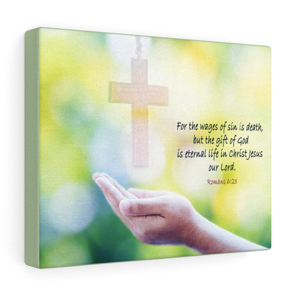 Jesus Christ Our Lord Romans 6:23 Bible Verse Canvas Christian Wall Art Ready to Hang Unframed-Express Your Love Gifts