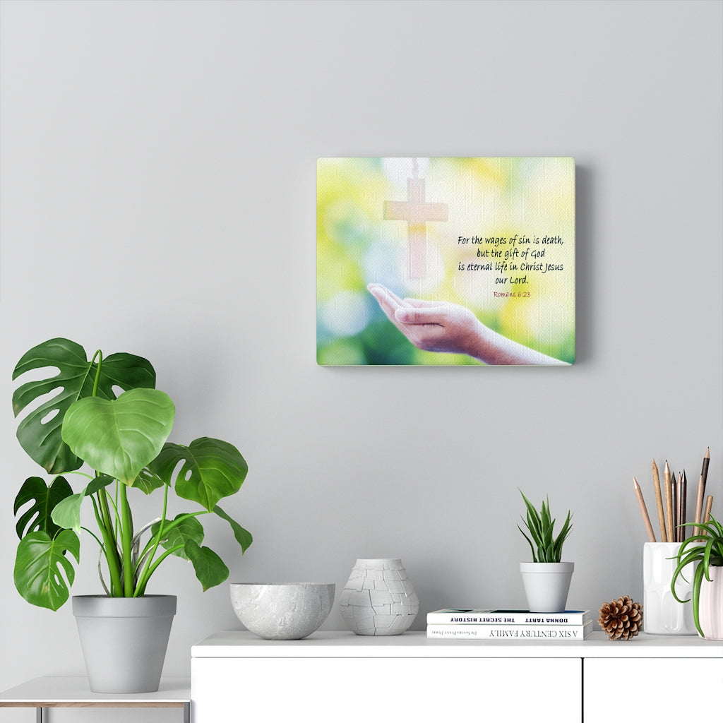 Jesus Christ Our Lord Romans 6:23 Bible Verse Canvas Christian Wall Art Ready to Hang Unframed-Express Your Love Gifts
